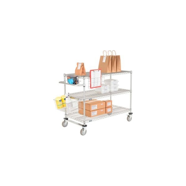 Nexel Curbside Cart, Nexelate , 42L x 24W x 40H, 3 Wire Shelves, Polyurethane Casters CS24423EP - main